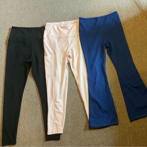 Womens Leggings 3 pair/Black, Pale Pink, and Royal Blue.